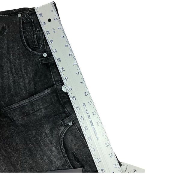 Blank NYC Shorts 32 Black Cutoff Distressed Button Fly‎ Denim Dark Wash Relaxed - Picture 4 of 6